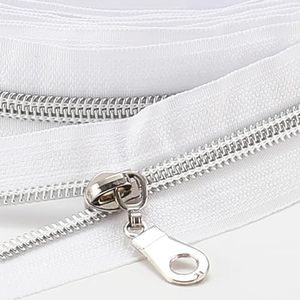 lot 21242 image: Sawoake 10 Yards Bulk Zipper(#5), White Nylon Coil Zipper with Silver Teeth by The Yards, Replacement Sewing Zipper with 10PCS Zipper Sliders for DIY Sewing Craft Bags(#5 Silver White)