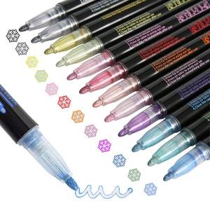 lot 21243 image: Upanic Super Squiggles Outline Markers-12 Colors Super Squiggles Shimmer Markers,Outline Markers Double Line Pen,Outline Markers Self-Outline Metallic Markers
