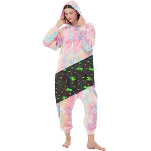 lot 21245 image: SWEETXIN Christmas Adult One-piece Pajamas for WomenZip Up Prints Hooded Onesies Costume (as1, alpha, s, regular, regular, Tie Dye - Tianma)