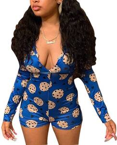 lot 21260 image: MissShorthair Sexy Onesies Pajamas Women Tank Top Shorts Jumpsuit Rompers One Piece Bodysuit Bodycon Rompers Overall (Cookie Monster, L)