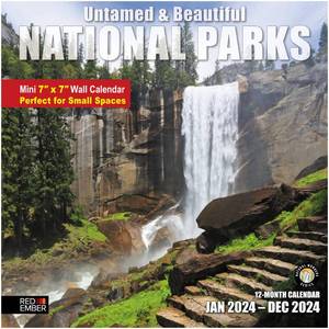 lot 21266 image: Small Spaces Mini Wall Calendar - Untamed & Beautiful National Parks 2024 Hangable Monthly by Red Ember  Only 7 x 14 Open  Thick & Sturdy Paper  Giftable  Scenic Nature Travel  Wander through