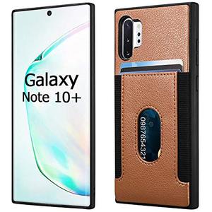 lot 21268 image: icarercase Samsung Galaxy Note 10 Plus Wallet Case, Premium PU Leather Cover with Card Slots (Up to 5 Cards) Compatible for Samsung Note 10 Case 6.8 inch (Brown)