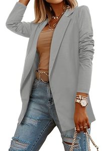 lot 21281 image: CRAZY GRID Women Business Blazer Work Casual Suit Jacket Long Sleeve Lightweight Office Blazer Business Dressy Suit Balzer Oversized 3XL Light Grey