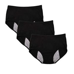 lot 21282 image: YOYI FASHION Bamboo Viscose Fiber Brief Menstrual Leakproof Panties Multi Pack US Size XX-Large, Black-3 Packs