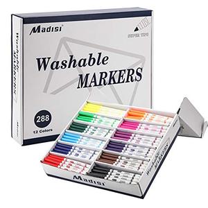 lot 21292 image: Madisi Washable Markers, Super Tips Markers, Assorted Colors, Classroom Bulk Pack, 288 Count
