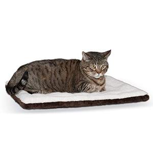 lot 21299 image: K&H PET PRODUCTS Self-Warming Cat Bed Pad, Self-Heating Thermal Cat and Dog, Cat Warmer Mat for Feral and Indoor Cats, OatmealChocolate 21 X 17 Inches