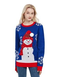 lot 21310 image: Ugly Christmas Sweater for Women Funny Design Plus Size Outfit Couple Knitted Long Sleeve Pullover Xmas Holiday Family Party
