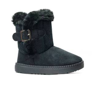lot 21321 image: REDVOLUTION Kids Boots Toddler Girls Cute 2 Buttons Faux Fur Suede Knitting Shoe  (12 Little Kid, 315 Black)