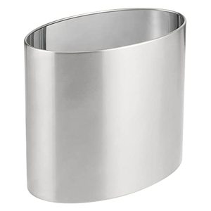 lot 21326 image: mDesign Stainless Steel Metal Oval Trash Can, 7.9 Liter2.09 Gallon Wastebasket, Garbage Basket Bin for Bathroom, Bedroom, Kitchen, Office, Holds Waste and Recycle, Mirri Collection, BrushedChrome