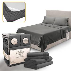 lot 21330 image: Abeero Home California King Size Premium Sheet Set - Luxury Hotel Bedding - Cooling Bed Sheets with Elastic Corner Straps -Up to 15 Deep Pocket - Soft Sheets & Pillowcases -4 Piece (Cal King, Gray)