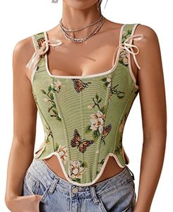 lot 21342 image: Alivila.Y Fashion Womens Sexy Vintage Renaissance Asymmetrical Hemline Corset Bustier 22045-Green-S