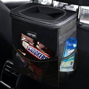 lot 21344 image: HOTOR 3 Gallons Car Trash Can, Ultra Large Capacity Organizer and Storage with Adjustable Straps & Magnetic Snaps, Waterproof Car Accessory for Interior Car Stuff Storage, Black