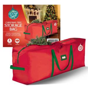 lot 21346 image: HOLIDAY SPIRIT Christmas Tree Storage Bag, Heavy-Duty 600D Oxford Material with Durable Reinforced Handles & Zipper, Waterproof Dust Protection (Red, Fits a 9FT Tree)