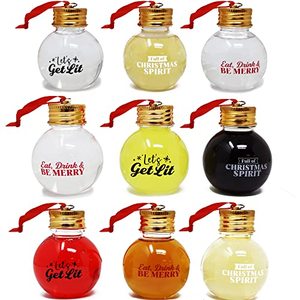 lot 21348 image: Joiedomi 9 Pcs Boozeball Christmas Ornaments Set 1.7 oz Fillable Ball Ornaments Christmas Decorations for Christmas Holiday Indoor and Outdoor Christmas Decorations