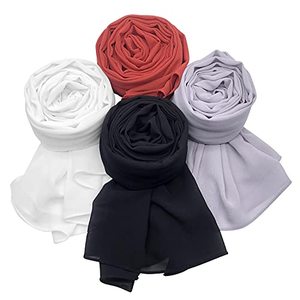 lot 21357 image: XXUOD 4 pcs Women Soft Chiffon Scarves Shawl Long Scarf Wrap Scarves Head Wraps Series A.