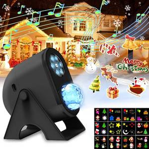 lot 21369 image: Projector Lights Outdoor, Holiday Projector Lights with Bluetooth Speaker, 12 Slides  4 Patterns Ocean Wave Projector Light for Birthday Party Garden Decor (Black)