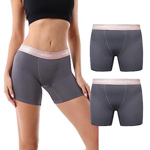 lot 21374 image: WANDER Womens Boxer Briefs Modal Underwear Anti Chafing Soft Boy Shorts Panties for Ladies 5 Inseam 2 Pack(Large,Dark Grey)