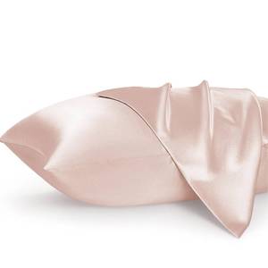lot 21391 image: Bedsure Silky Satin Pillowcase for Hair - Pink Satin Pillow Cases Standard Size Set of 2, Upgraded Satin Similar to Silk Pillow Cases for Skin, Silky Pillow Covers with Zipper 2 Pack, 20x26 Inches