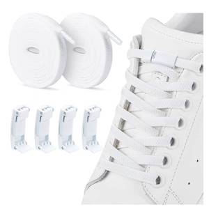 lot 21394 image: ZHENTOR Elastic No Tie Shoe Laces, Stretch Tieless Shoelaces for Adults and Kids Sneakers Shoe Strings (C05-white(2 pairs), 2 pairs)