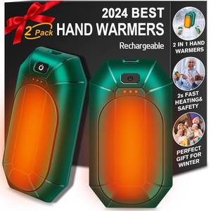 lot 21403 image: 2-Pack Hand Warmers Rechargeable,Portable Electric Hand Warmers Reusable,2 in 1 Handwarmers,OutdoorIndoorWorkingStudyingCampingHuntingGolfPain ReliefGamesWarm Gifts for Men Women Kids