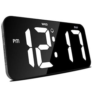 lot 21407 image: JoFomp Alarm Clock for Bedrooms - 11 Inch Digital Clock with Large Numerical Display, 3 Loud Alarm, DST, Date and Day, 1224H, and Auto-Dimming - Corded Electric Modern Desk ClockWall Clock