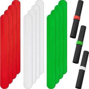 lot 21409 image: Holiday White Red and Green Flip Wraps Silicone Covered Metal Strips Flip 1 x 9 Inch Wrapping Paper Holder Poster Holder Paper Roll Holder Stabilizer Slap Bands for Storage Organization (12 Pieces)