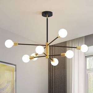 lot 21419 image: Deyidn Sputnik Chandelier Mid Century Modern Industrial E26 Pendant Lighting Chandeliers Ceiling Light Fixture Black and Gold Light for Living Room,Kitchen,Bedroom,Dining Room and Farmhouse