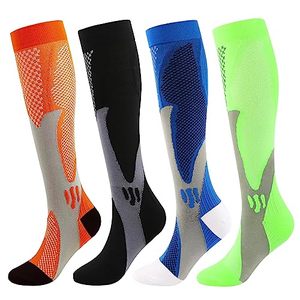lot 21424 image: Kickticks Compression Socks 4 Paris for Women & Men 20-30mmhg Knee High Circulation Support for Running Nurse Sport Kinesio Function(BlackBlueGreenOrange, XLXXL)