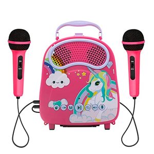 lot 21429 image: NA Kids Karaoke Machine for Girls Boys with 2 Microphones Toddlers Bluetooth Karaoke Toy for Singing Portable Children Karaoke Speaker with Voice Changer for Christmas Holiday Birthday Gift