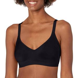 lot 21440 image: Warners Blissful Benefits Wireless Lightly Lined Bra with Seamless Stretch, Black, Large