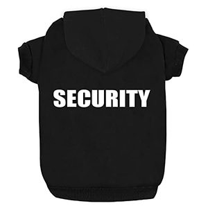 lot 21442 image: Security Dog Hoodies Dog Clothes Apparel Winter Sweatshirt Warm Sweater Cotton Puppy Small Dog Hoodie for Small Dog Medium Large Dog Cat (Black, S)