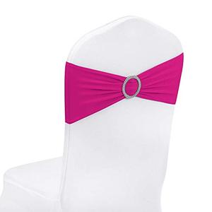 lot 21443 image: Peomeise 100pcs Fuchsia Spandex Chair Sashes with Buckle Slider for Wedding, Party Decoration