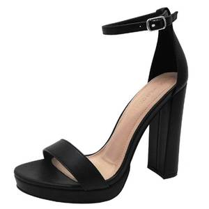 lot 21444 image: Wild Diva Womens High Chunky Block Heel WORNPump Dress Heeled Sandals (9, Black Sue)