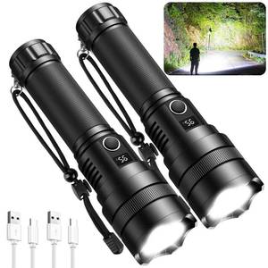 lot 21447 image: ALSTU Rechargeable Flashlights High Lumens, 900,000 Lumen Bright Flashlight with 5 Modes, Led Flash Light with Power Display & IPX7 Waterproof for Camping, Hiking, Outdoor (2 Packs)