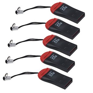 lot 21466 image: VizGiz 5 Pack High Speed Micro SD Card Adapter TF Memory Card Reader Writer USB 2.0 MicroSDHC MicroSD Transflash SDHC Flash Disk for Android Phone Camera Tablet PC Laptop