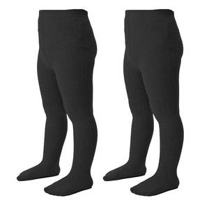 lot 21473 image: JORMATT 2 Pack Girls Dress Tight Seamless Soft Thick Cotton Cable Knit Dance Ballet Leggings Stockings Toddler Pantyhose 2-4T, Black