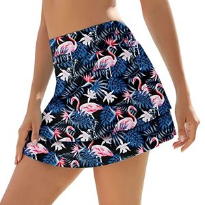 lot 21489 image: WOWENY Swim Skirts Women Tummy Control Swimsuit Skirt Built in Swim Shorts High Waist Bathing Suit Bottoms