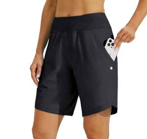 lot 21496 image: Willit Womens 9 Long Swim Shorts Quick Dry Board Swimming Bottoms Trunks with Liner UPF 50 High Waisted Black Size 10
