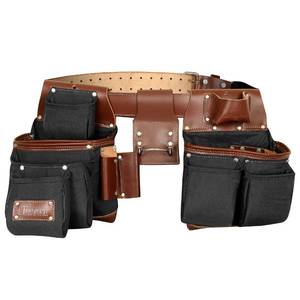 lot 21501 image: TRUTUCH Leather and Nylon Framing Tool Belt for Carpenters, Framers and Electricians (Black)
