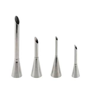 lot 21502 image: DGHAOP Cake Cream Puff Icing Piping Nozzle Tips 4 in 1 304 Stainless Steel Cream Piping Tip Nozzles Kit for Candy Fondant Baking Cake Decorating