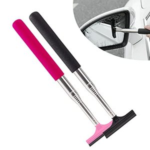 lot 21506 image: jeseny 2 PCS Car Rearview Mirror Wiper Telescopic Auto Mirror Squeegee Cleaner 98cm Long Handle Car Cleaning Tool Mirror Glass Mist Cleaner (Black & Red)