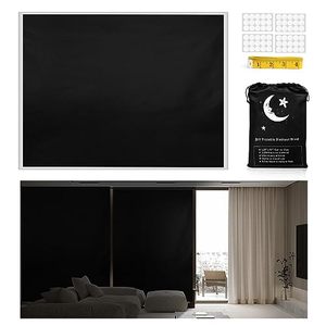 lot 21519 image: Vanten 2024 Upgraded Portable Blackout Curtains, 118 x 57 Blackout Shades, 100% Blackout Material with Adhesive Tapes, Temporary Blackout Shades for Baby Nursery, Bedroom, Living Room, Travel