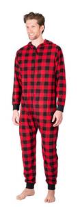 lot 21772 image: SLEEPHERO Adult Mens Costume Halloween Mens Onesie Pajama Pajamas for Men Red Plaid Buffalo Check Large