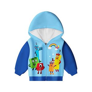 lot 21775 image: Didadi Boys Numbers Cartoons Zip-up Hoodie Costume Kids Girls Cartoon Sweatshirt Long Sleeve Jacket Coat Daily Causal Wear for 4-8 Years B-blue 140