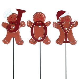 lot 21780 image: hogardeck Outdoor Christmas Decorations for Home, 3 Pcs Metal Gingerbread Man Decorative Garden Stakes with Joy for Christmas Decor, Yard Signs for Garden Home Lawn Patio