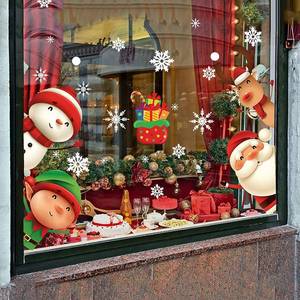 lot 21786 image: XIMISHOP 82PCS Christmas Snowflake Window Clings Stickers for Glass, Xmas Decals Decorations Holiday Snowflake Santa Claus Reindeer Decals for Party