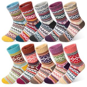 lot 21792 image: JINDUN 10 Pairs Women Socks Winter Wool Sock Thick Vintage Crew Socks for Women Soft Cozy Socks Gifts for Women Size 9-11 One Size