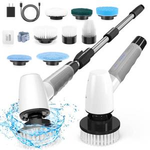 lot 21794 image: Electric Spin Scrubber, Cordless Cleaning Brush Tub Tile Scrubber for Home, 8 Replaceable Brush Heads, 90Mins Work Time 3 Adjustable Handle 2 Adjustable Speeds for Bathroom Shower Bathtub Glass Car