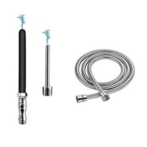 lot 21797 image: Shower Enema System, Douche Colonic Cleanse Kit, Bathroom Handheld 59.05inch Stainless Steel Shower Hose Enema Douche Bidet Cleaning System Kit for Most Shower Systems