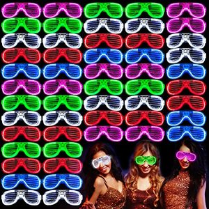 lot 21798 image: Max Fun Led Light Up Glasses Toys 60 Shutter Shades Glasses Led Flashing Glow in The Dark Sunglasses Christmas Rave Neon Party Supplies Favor Accessories for Kids Adult Birthday Holiday